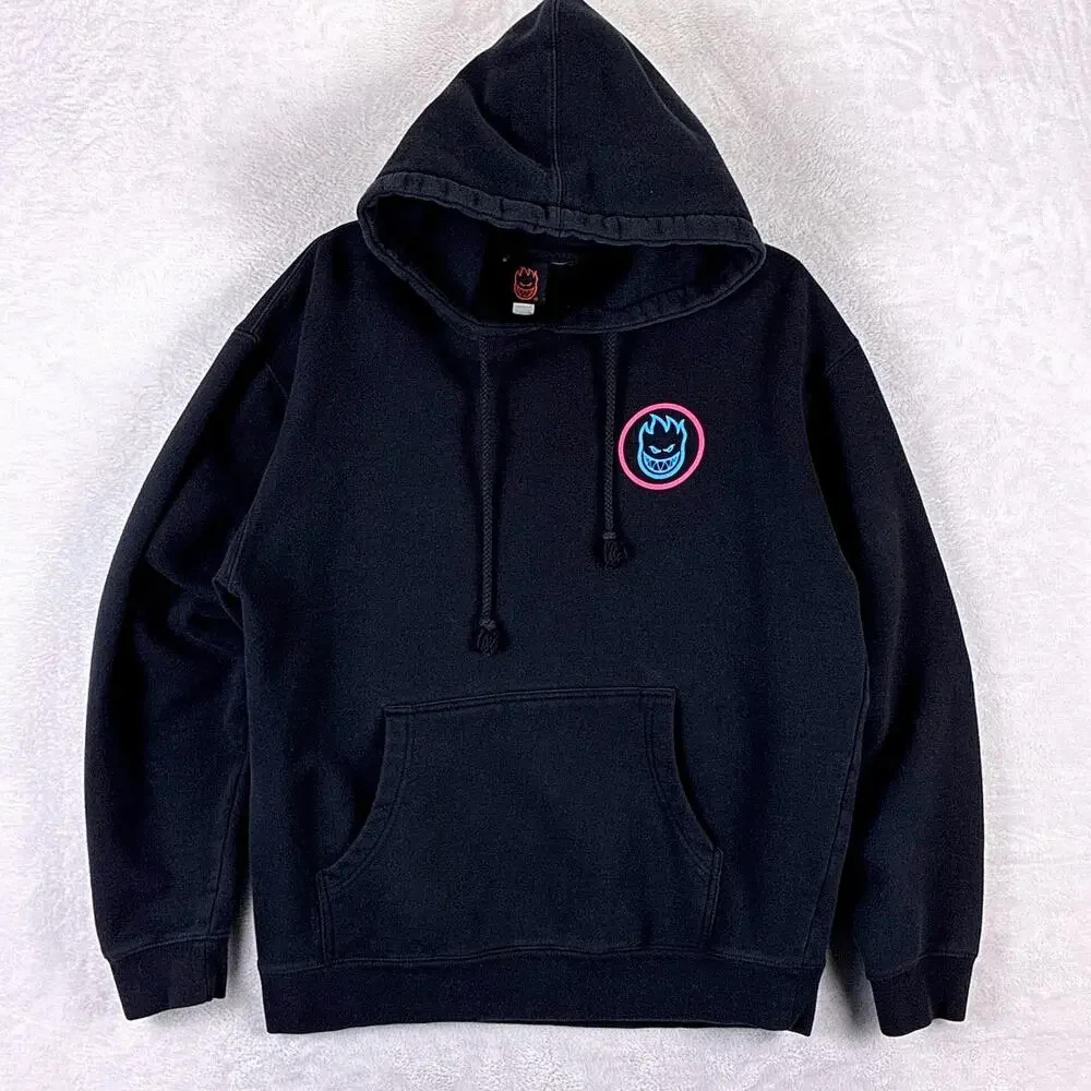 VTG Spitfire Hoodie Mens M Black The End Skate SoCal Surf Beach Skateboard Y2K